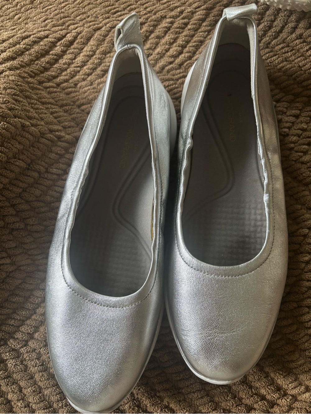 Cole Haan Silver Metallic Ballet Flats